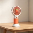 thumbnail image 5 of PoyoKee Portable Fan, 3 Speeds Adjustable Tilt Mini Handheld Fan, Quiet Usb Rechargeable Desk Fan for Outdoor Travel Essentials Makeup, 6" , Orange, 5 of 8