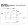 thumbnail image 2 of Kingston Brass Edinburg KGKTDF3624917 36" Stainless Steel Double Bowl Drop-In Kitchen Sink with 1-Hole Drain and Strainer, Stainless Steel/Brushed Brass, 2 of 4