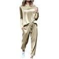 thumbnail image 3 of jtjvou Womens Velour Sets 2 Piece Outfits Velvet Tracksuits Crewneck Long Sleeve Tops Drawstring Jogger Pants Lounge Set Beige L, 3 of 10