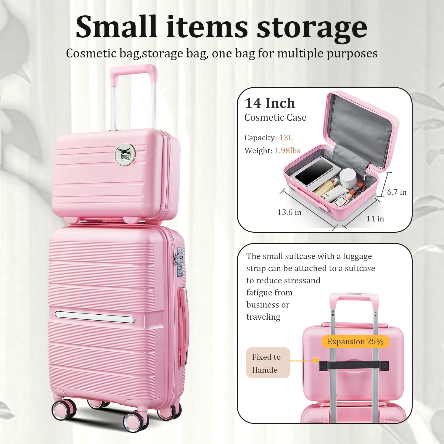 PC Hardshell 3-Piece Luggage Set with TSA Lock, 21" Carry-On + 29" Expandable Spinner Suitcase, Lightweight Durable Travel Luggage with 360° Wheels