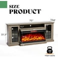 thumbnail image 3 of VANACC 75" Fireplace TV Stand with 3-Sided Glass Electric Fireplace, Entertainment Center with Farmhouse Glass Door Storage Cabinet, TV Console for TVs up to 85"/Wash Gray, 3 of 5