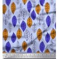 thumbnail image 1 of Soimoi Rayon Crepe Fabric Leaves Block Printed Fabric 1 Yard 46 Inch Wide, 1 of 5
