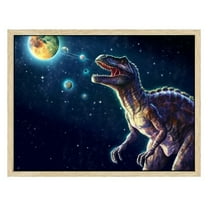 JRXY Dinosaur Decor Wall Art for Boy's Room Dinosaur Pictures Universe Space Decor Canvas Painting Framed Artwork for Living Room Bedroom Picture 2