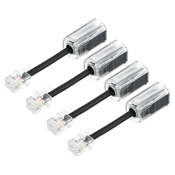 4 Pack Telephone Cord Detangler, 360 Degree Rotating Tangle Free Phone Handset Cable Landline Swivel Cord, Clear Black