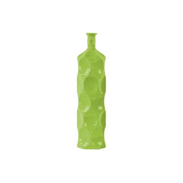 Urban Trends Collection 24402 Ceramic Round Bottle Vase With Dimpled Sides, Large - Green