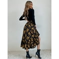 thumbnail image 3 of Gartered High Waist Floral Print Midi Skirt Below Knee Length, 3 of 3