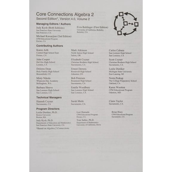 Core Connections: Algebra 2, Volume 1 13th Edition (Other) 9781603281133