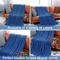 thumbnail image 4 of Ntbay 100% Cotton Cable Knit Throw, Super Soft Warm Knitted Blanket Home Decor, 51"x67", Cobalt Blue, 4 of 5