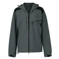 thumbnail image 2 of WTOBBY Women's Solid Color Hooded Long Sleeved Windbreaker for Mountaineering Sports, Waterproof Jacket and Top for Outdoor Adventures,Dark Gray 5XL, 2 of 5
