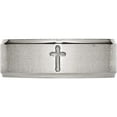 thumbnail image 3 of Stainless Steel Brushed And Polished Cross 8mm Ridged Edge Band (Size 11.5) Made In China sr109-11.5, 3 of 5