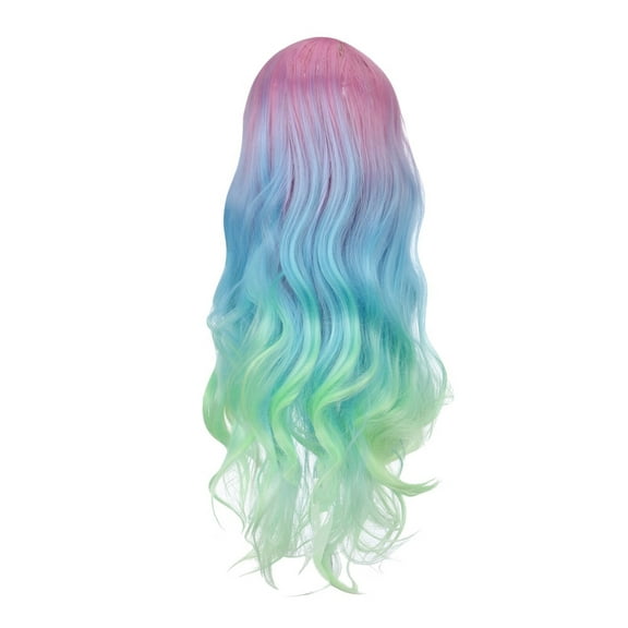 DOPI Curl Green Hair Wig Women's Curl Micro Wavy Pink Set Head Wigs Gradient Gradient wig Hood Hair Dryer for Hair Removal