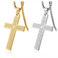 thumbnail image 2 of 14K Yellow Gold Cross Scripture Neutral Style Hip-hop Religious Hanging Pendants Necklace Party Jewelry, 2 of 8
