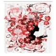 thumbnail image 3 of Ambesonne Femimine Shower Curtain, Flower Girl Long Hair, 69"Wx70"L, Black Pink and Red, 3 of 5