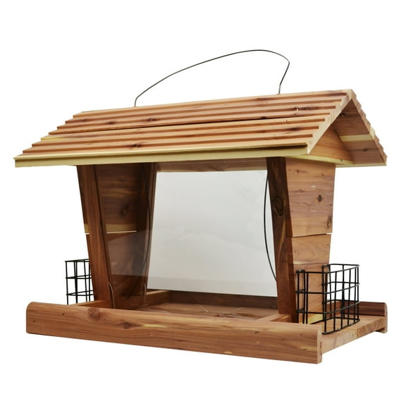 Pennington Red Cedar Grand Chalet Wild Bird Feeder, Jumbo 14 lb. Capacity, 1 Pack