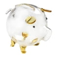 thumbnail image 2 of veasfak Clear Glass Pig Piggy Bank Money Bank Container Case Collection Money Saving Box Gold 7x6.5cm, 2 of 7