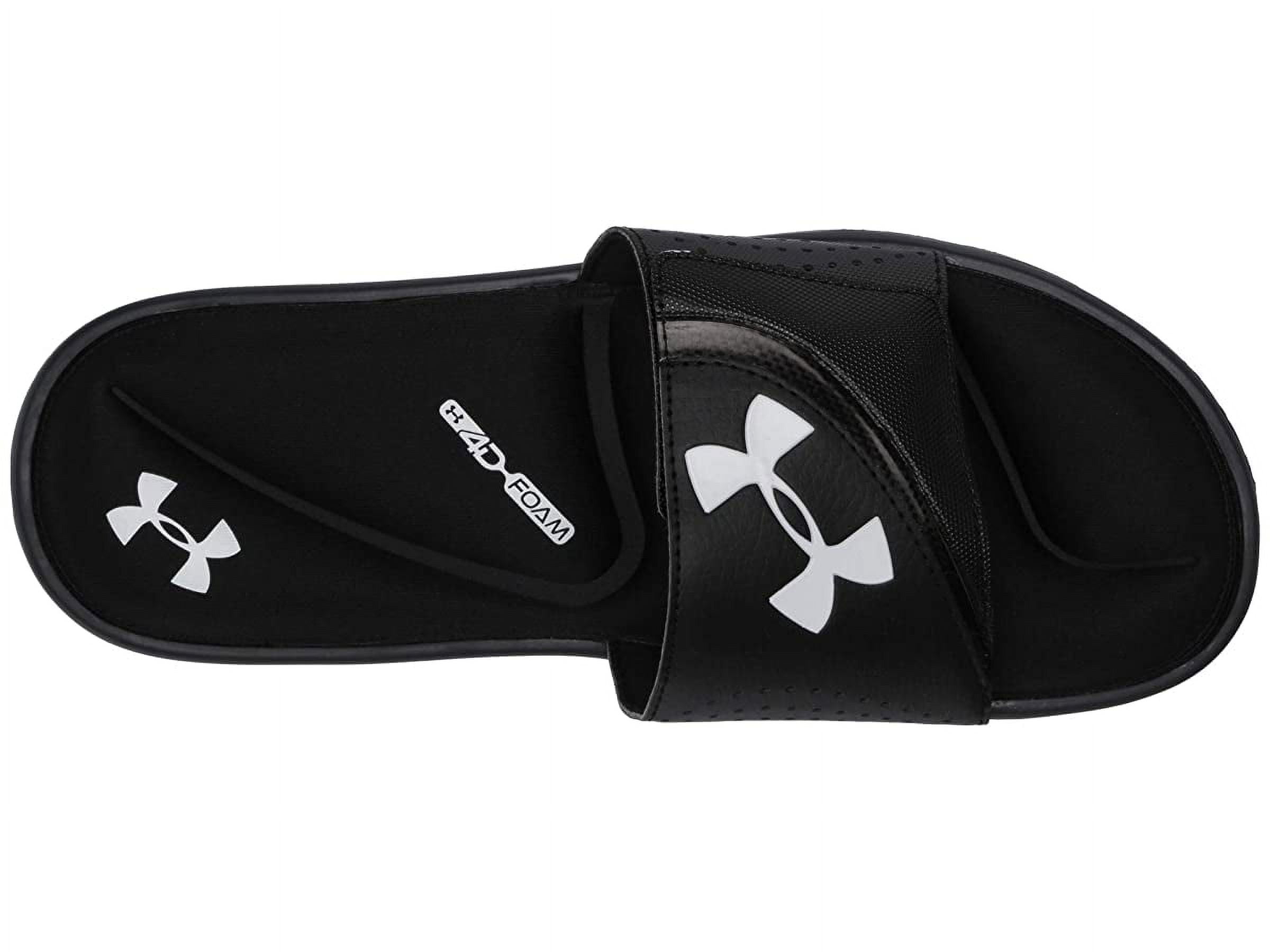 Under Armour Men's Adjustable Strap Memory Foam Ignite VI Slide Sandals (Black/White, 9)