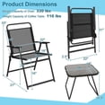 thumbnail image 5 of Spaco 3 Pieces Patio Folding Conversation Chairs and Table , Deluxe Outdoor Patio with Chairs and Table-Black, 5 of 8