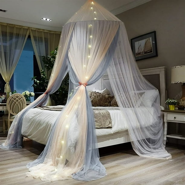 Princess Style Hanging Dome Mosquito Net Bed Canopy Romantic Double Layer  Yarn Bed Valance Decor Bed Cover Curtain Bed Canopies (Color : D, Size :  1.2m (4 feet) Bed) 