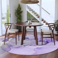 thumbnail image 4 of Purple Marble Round Area Rug 5ft Washable Large Round Rug for Living Room, Soft Non-Slip Circle Rugs for Dining Room, Modern Abstract Waves Silvery Farmhouse Floor Carpet for Bedroom Entryway Office, 4 of 9