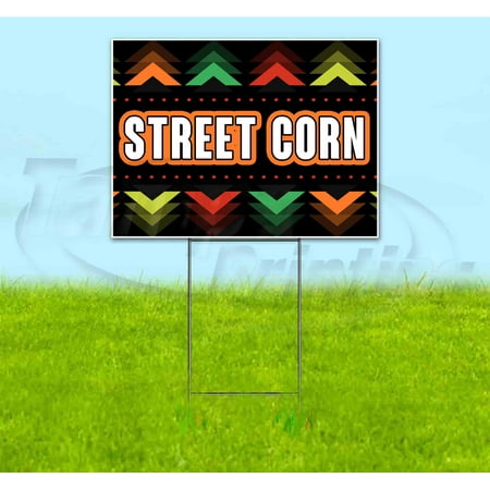 Fiesta Street Corn (18" x 24") Yard Sign, Includes Metal Step Stake