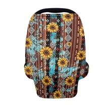 Renewold American Tribal Sunflower Brown Baby Car Seat Covers, Carseat Canopy for Babies Boys Girls Multi-Use Nursing Breastfeeding Covers Nursing Scarf