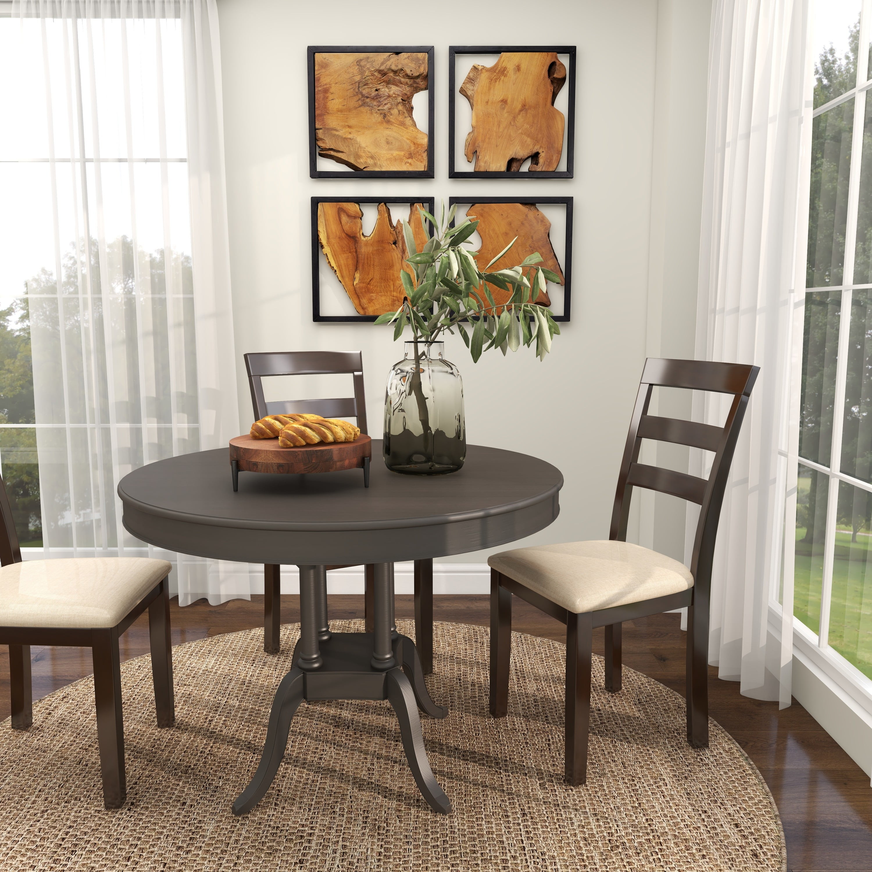 DecMode 12" x 12" Brown Wood  Tray with Black Metal Legs, 1-Piece
