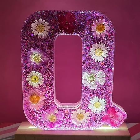 

Clearance! Lizhowu Creative Night Light for Kids Dried Flower Letters Night Light Floral Resin Night Light Pressed Flower Resin Letters With LED Light For Mother Wife Birthday Gift