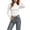 White, variant on XRoczxe Women's Mock Neck Long Sleeve Crop Top, Slim Fit Ribbed Knit T-Shirt, Casual Solid Color Basic Tee for Fall Winter Daily Wear Layering