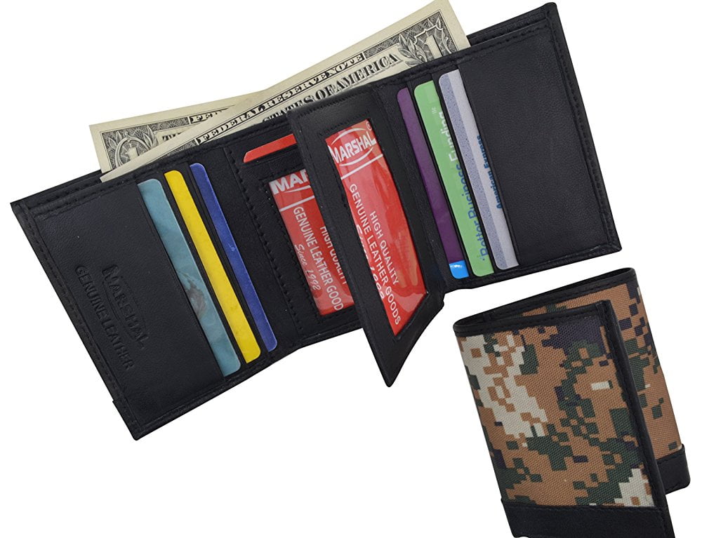 RFID Camouflage Blocking Men's Leather Camo Classic Trifold ID Card