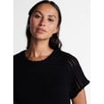 thumbnail image 5 of Time and Tru Women's Textured Crewneck Sweater with Short Sleeves, Lightweight, Sizes XS-XXXL, 5 of 6