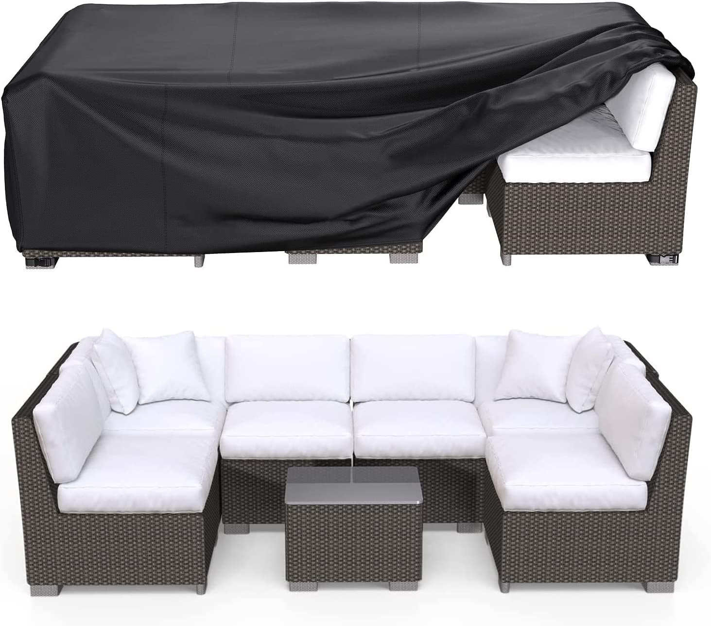 Heavy Duty Outdoor Patio Furniture Covers Waterproof Sectional Sofa Table and Chair Set Protection 108L x 82W x 28H Inches