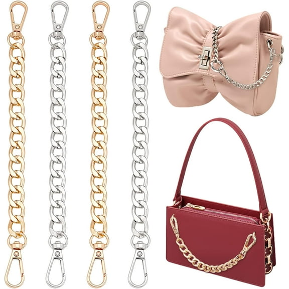 4 Pack Handbags Purse Strap Extender 7.9inch Short Purse Chain Replacement Wristlet Strap Aluminum Purse Chain with Swivel Clasp