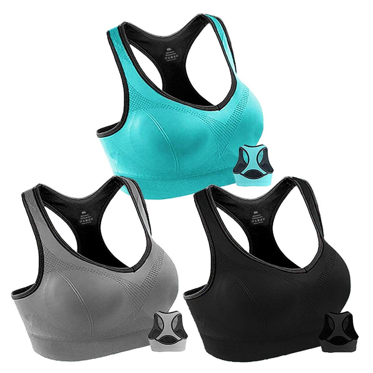 GLUAAE Women's Racerback Sports Bra, 3-Pack, High Impact photo 1