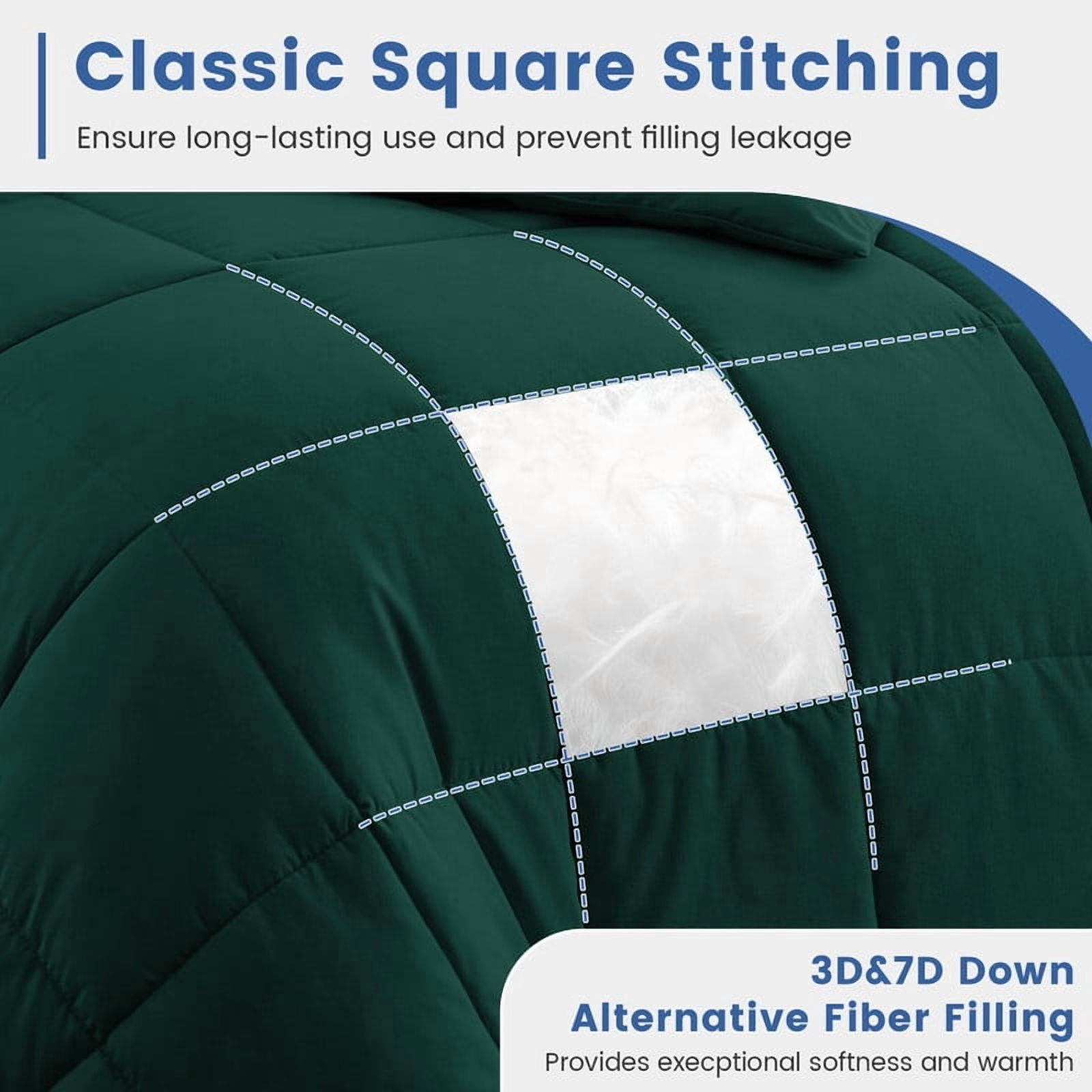 Bedding Comforter Down Alternative Twin Size, Cooling Duvet Insert with Corner Tabs and Box Stitched, Lightweight Bedding Quilted Comforter for All Season, Green