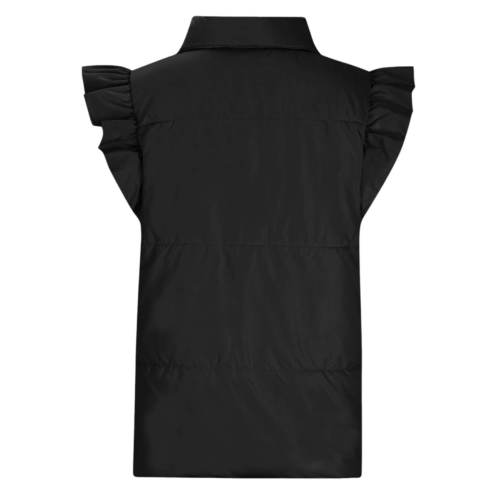 Lenpel Women's Padded Vests Button down Ruffle Sleeveless Puffer Jackets Lightweight Winter Coat with Pockets