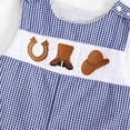 thumbnail image 6 of larppty Toddler Western Baby Boy Clothes Horse Riding Embroidery Smocked Jumpsuit Sleeveless Romper Spring Summer Outfit（Blue， 3-6 Months）, 6 of 7