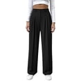 thumbnail image 2 of Avrnliq Womens High Waisted Pleated Wide Leg Pants, Black Dress Pants with Pockets, Stretchy Wrinkle Resistant Business Casual Office Trousers for Women S-XXL,Size M, 2 of 9
