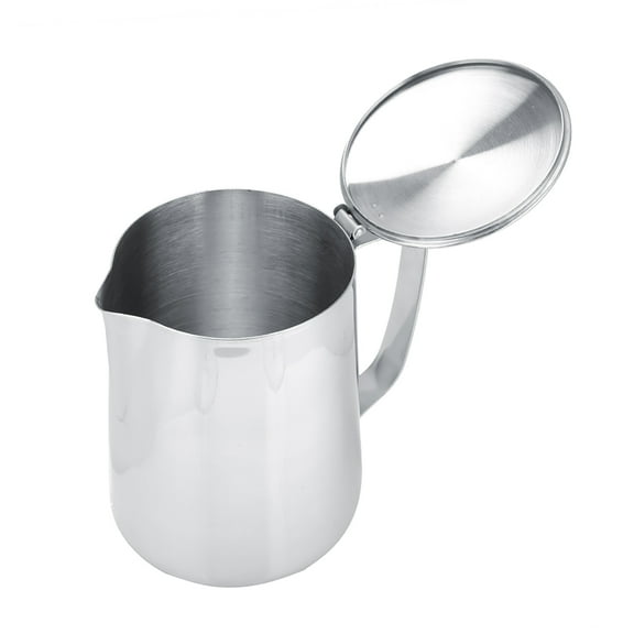 Stainless Steel Milk Jug Coffee Cup Mug with Handle Milk Frothing Pitcher Jug with Lid for Latte Coffee Art for Office Kitchen [1500ml]
