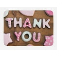 thumbnail image 1 of Thank You Bath Mat, Romantic Sweet Cookie Letters Sugar Candy on a Rustic Wood Table Image, Non-Slip Plush Mat Bathroom Kitchen Laundry Room Decor, 29.5 X 17.5 Inches, Pink White Brown, Ambesonne, 1 of 2