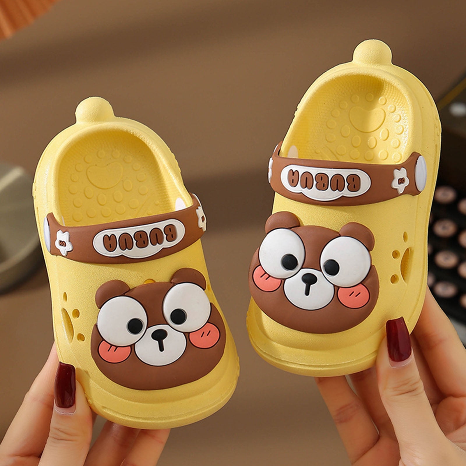 Staki Beach Shoes for Kids Kids Cute Clogs Cartoon Garden Shoes Girls Slides Slippers Indoor Outdoor Children Water Shower Beach Pool Sandals Light Yellow,9 Toddler