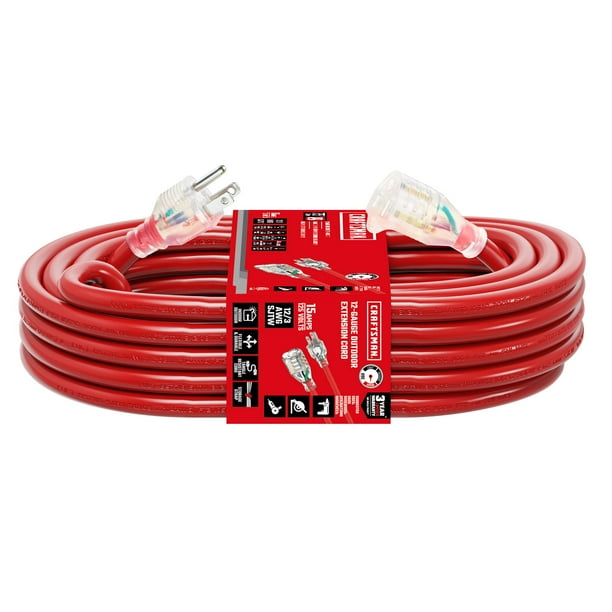 Cable de extensión CRAFTSMAN Heavy-Duty de 75 pies 12/3 SJTW 15A/1875 W