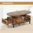 thumbnail image 3 of Costway 47" Oval Top Coffee Table with 4 Open Compartments & Drawer, 5 support legs Brown, 3 of 10