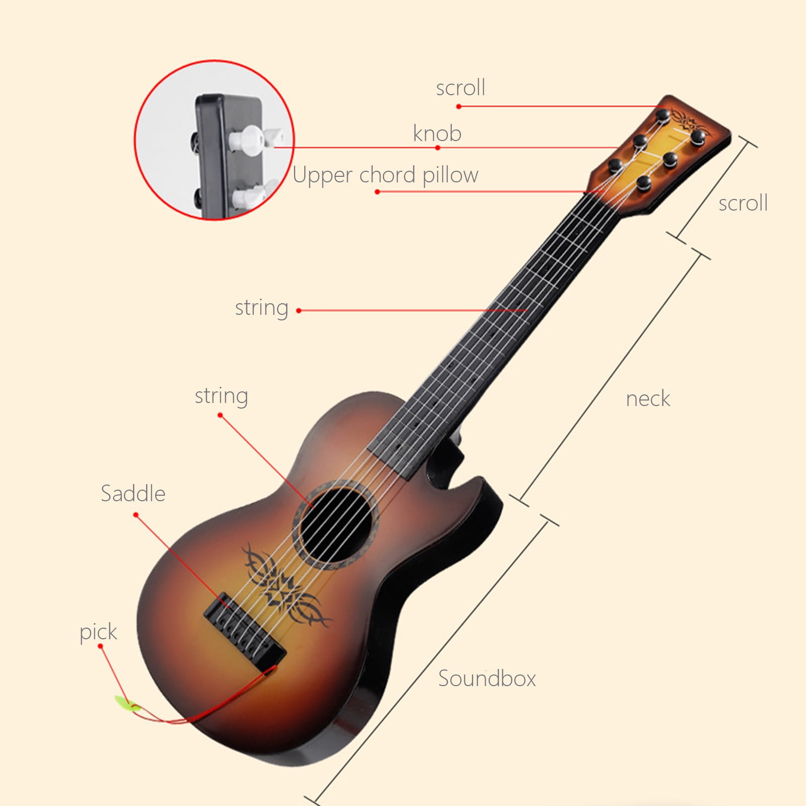 RKZDSR Beginner's 22-Inch Ukulele for Kids, Early Education Musical Instrument Toy Guitar