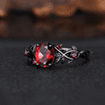 thumbnail image 2 of Oval Cut Red Garnet Ring in 14k Black Gold Vermeil - Art Deco Twig Leaf Garnet Ring - Anniversary Ring For Wife, 2 of 6