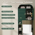 thumbnail image 5 of YOCWO Arched Over The Toilet Storage Cabinet with Carved Fluted Line, Storage Cabinet Over Toilet with 2 Doors and Open Shelf, Home Space Saver for Bathroom Laundry Room Living Room, Green, 5 of 9