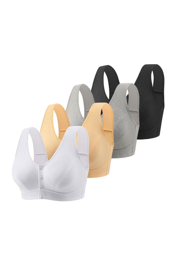 Womens Bra Middle Elderly Large Cup Thin Full Cup Front Button Bra Beige XXXL