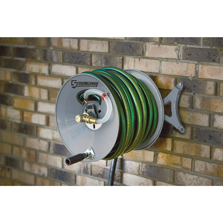 Strongway Parallel or Perpendicular Wall-Mount Garden Hose Reel - Holds  5/8in. x 150ft. Hose : Patio, Lawn & Garden 
