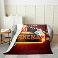 thumbnail image 2 of Vintage Cinema Style Throw Blanket Throw Size, Film Theme Decor Fleece Blanket for Movie Themed Sofa Bed Home Dorm, Retro Cinema Ticket Clapboard Popcorn Filmstrip Print Fuzzy Blanket Soft Cozy, 2 of 5