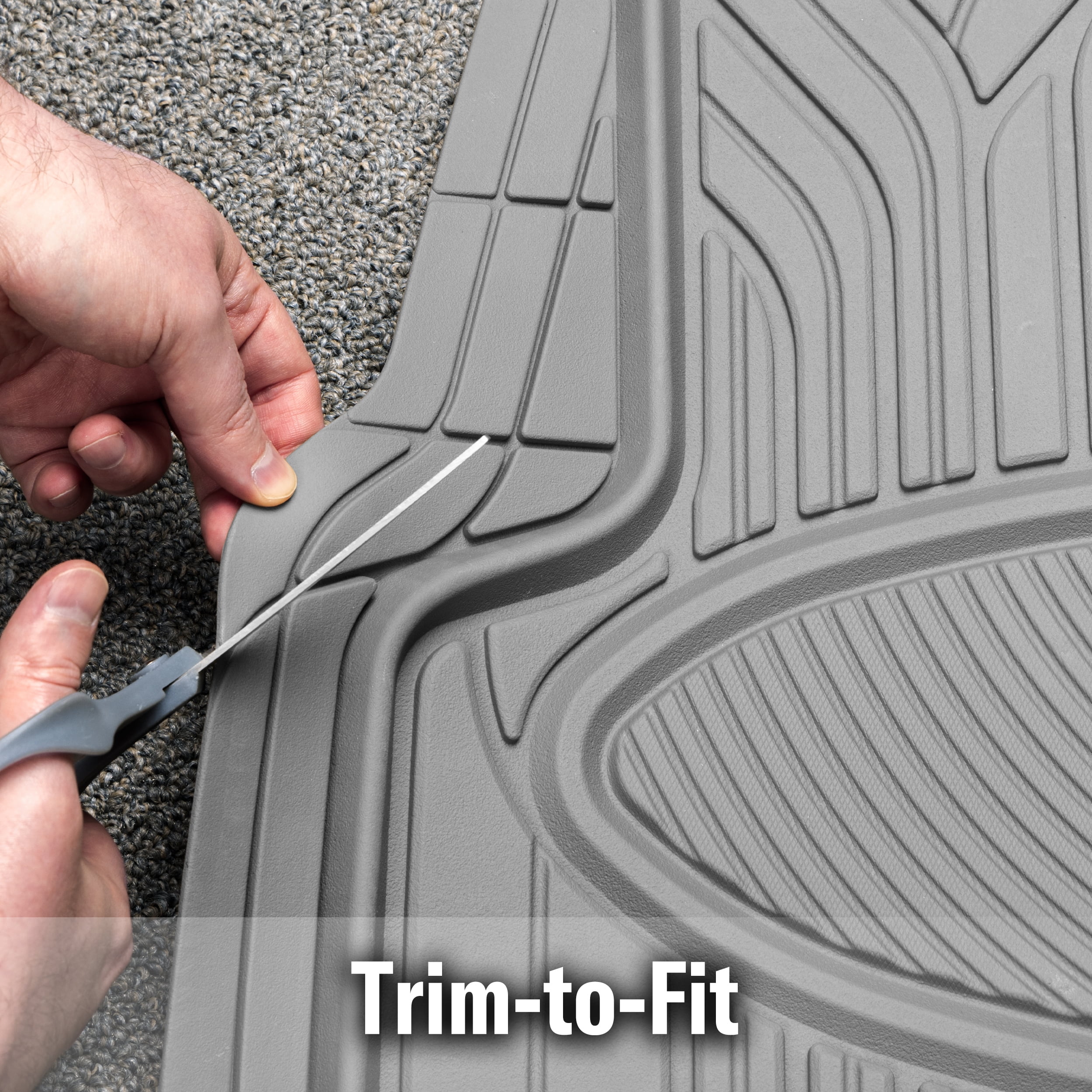 Armor All 4 Piece Rubber All-Season Trim-to-Fit Floor Mats Gray, 78847WDC