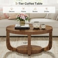 thumbnail image 3 of Tribesigns 2-Tier Round Coffee Table, Circle Coffee Table with Storage, Modern Accent Center Table for Living Room, Thick Tabletop & Base, Rustic Brown, 3 of 7